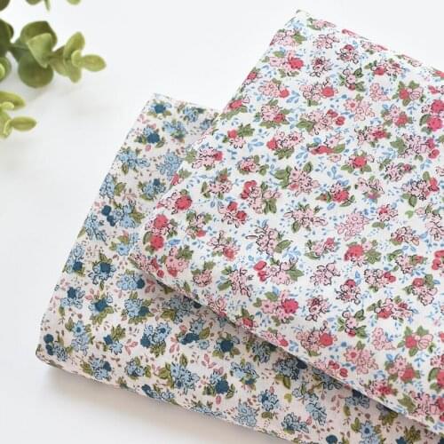 1meter 100% cotton blue floral printing fabric for Childrens skirt dress DIY Summer clothes bag handwork fabric art XMT