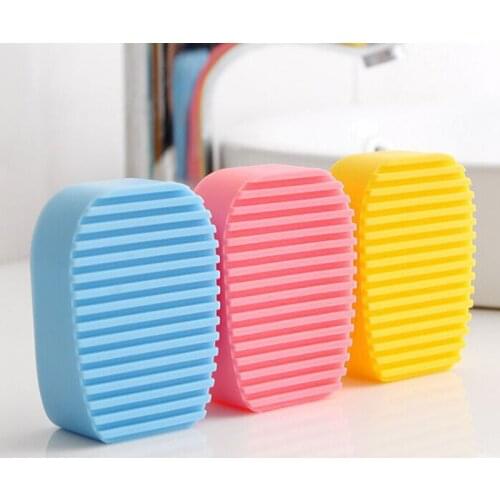 Small Silicone Laundry Wash Board 1pc New Candy Color Non-slip Mini Washboard Scrubbing Brush Handheld Cleaning tool
