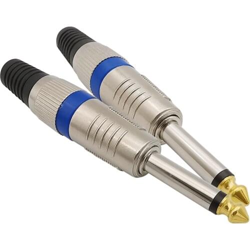 10Pcs 6.35mm 2 pole mono Audio Connector 6.35mm 1/4" Male Plug Amplifier Mic Plug Sophomore Core Soldering loudspeaker Speaker