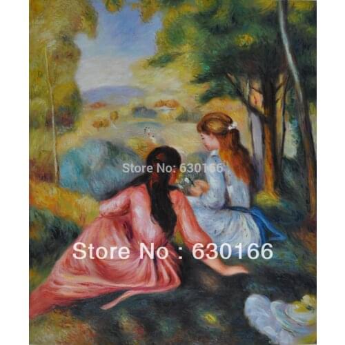 100% Hand-made Painting Oil Canvas In the Meadow Pierre Auguste Renoirs Portrait Oil Reproductions No Frame
