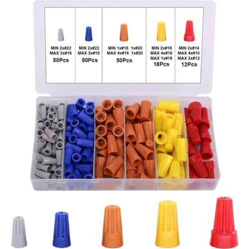 180Pcs Practical Electrical Wire Connection Screw Twist Connector Cap W/Spring Insert Assortment Kit Nut Spring Cap Terminal