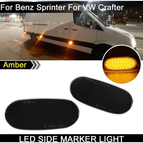 2Pcs For Benz Sprinter W906 For VW Crafter Smoked Lens LED Side Marker Lamp Amber Turn Signal Light Position Lights