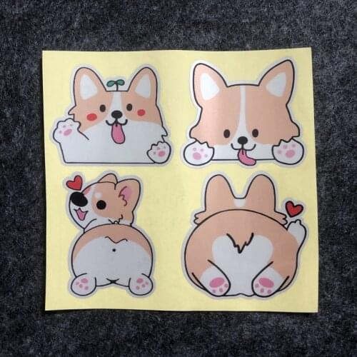 2021 Car Sticker Lovely Corgi Dog Decal Fuel Tank Cover Door Window Bumper Trunk Motorcycle Reflective Waterproof Stickers