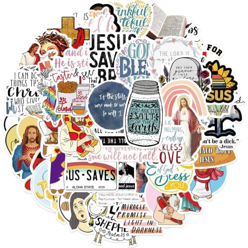 25/50PCS Jesus Stickers For Adults Religious Christian Stickers Waterproof Removable Motorcycle Helmet Laptop Vinyl Sticker Pack