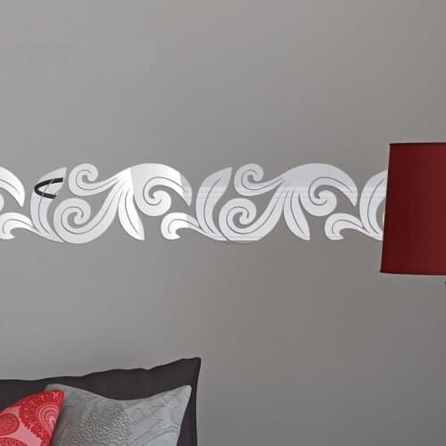 New creative design 3D acrylic mirror wall stickers for the ceiling baseboard waist pattern decorative ceiling borders