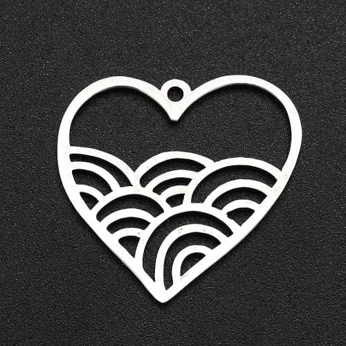 5pcs/lot 100% Stainless Steel Heart Charm Pendant Wholesale Jewelry Necklace Making Never Fade Top Quality Finding Supplies