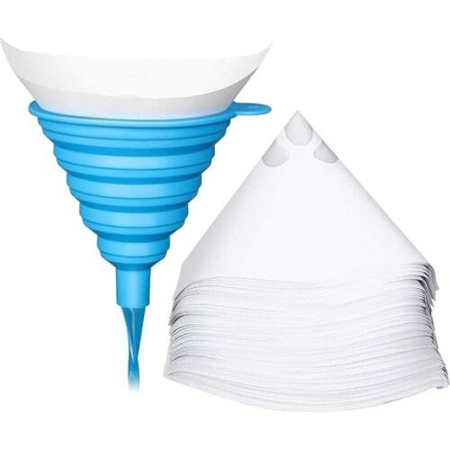 50Pack 100 Micrometre Paint Cone Paint Strainers with 1 Pcs Silicone Funnel, 100 Micrometre Paint Filter with Fine Nylon