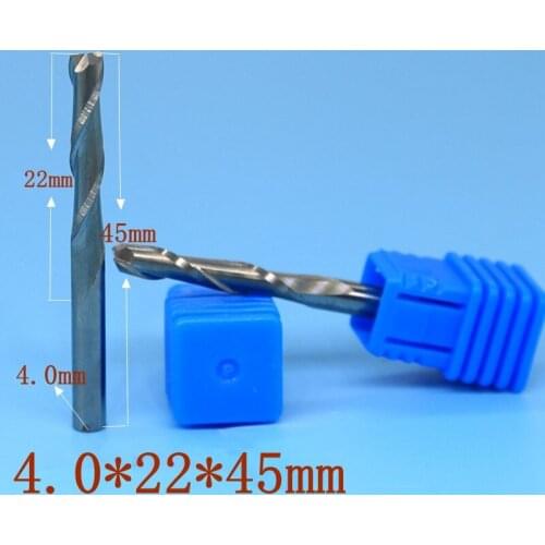 Free Shipping 10PCS 4mm * 22mm Carbide CNC Router Bit Two Slot Helix Double Strawberry Strawberry Flute Spiral PVC Cutter