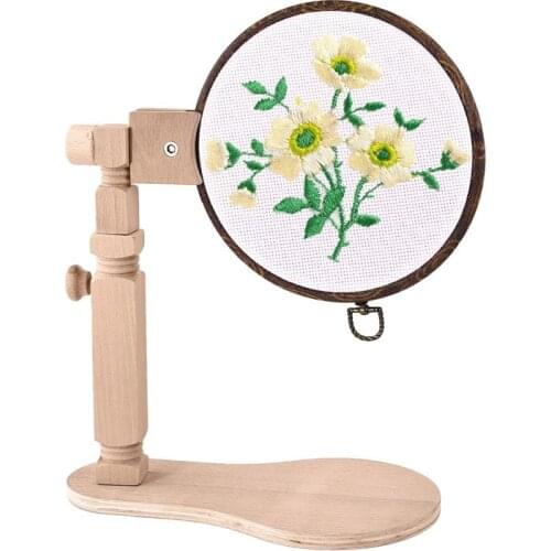 Wooden Embroidery Hoop Adjustable Desktop Stand Cross Stitch Rack Frames Rings For Adults Mother Gifts DIY Sewing Tool