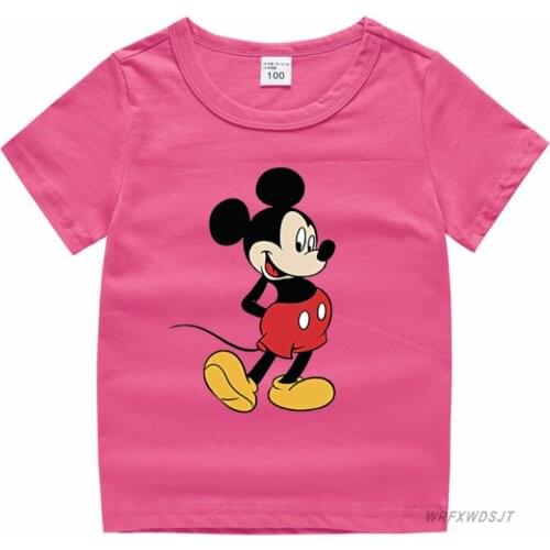 Disney Minnie Mickey T-shirt Summer Cartoon Print Baby Boy Short Sleeve Top T-shirt Children Toddler Girl T-shirt Casual Kids
