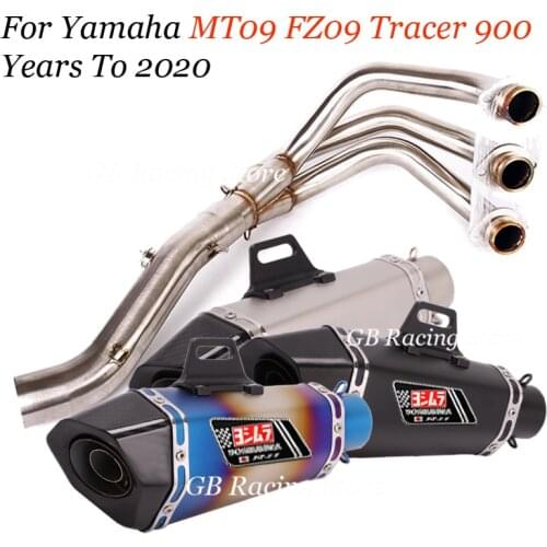 For Yamaha MT09 FZ09 Tracer 900 Full Exhaust System 51mm Escape Muffler Tip With Silencer Front Header Tube Connect Link Pipe