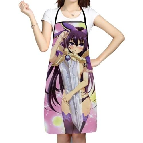 DATE A LIVE Japanese Anime Pattern Oxford Fabric Apron For Men Women Bibs Home Cooking Baking Cleaning Aprons Kitchen Accessory
