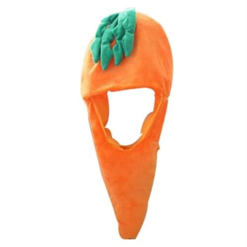 Carrot Food Hat Headgear Plush Toy Hat Stuffed Toy Funny Cap Party Hat Fancy Dress Props for Kids and Adult