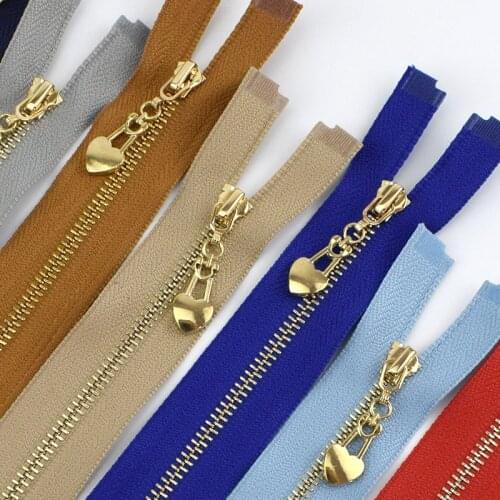 Metal Zipper 3# Open End 40/50/60/70cm Gold Teeth Zip Closure for Bags Purse Down Jacket Skirt Clothing Accessory ZA038