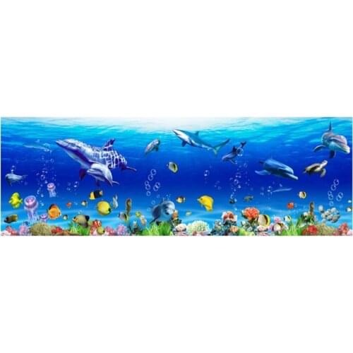 Wall Sticker Wonderful Sea World Blue Creative Cartoon Ocean Waterproof Deep Water Wallpaper For Baby Kids Room Home Decor New