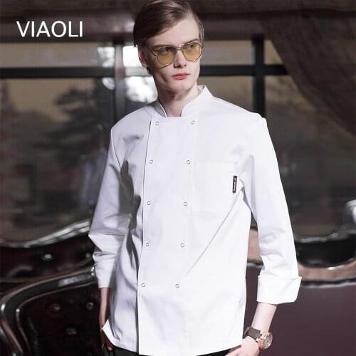 New High Quality Unisex Chef Uniforms Clothing Black Long&Short Sleeve Men Food Services Cooking Clothes Uniform Chef Jackets
