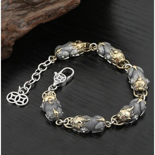 New Silver Lucky Gathering Men Bracelet Chinese Style Retro Personalized Jewelry Accessory