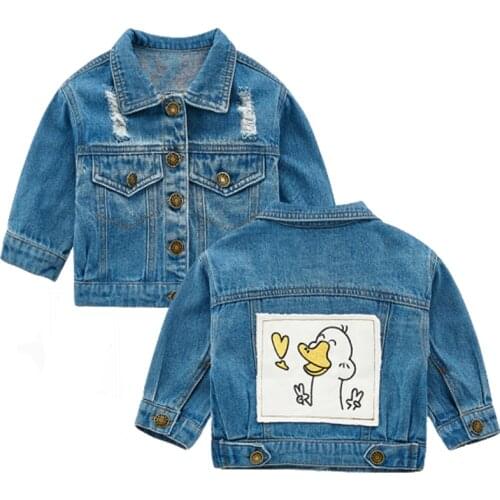 Autumn Girl Denim Jacket Coat Cartoon Print Denim Jacket Fashion Childrens Spring Coat Kids Jacket Baby Coat Girls Baby Jacket