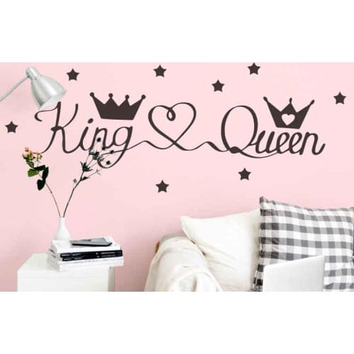 Personalized Name Wall Sticker King and Queen, Husband and Wife heart bridal Wall Decal For Living room Vinyl WT009