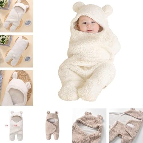 0-12M Newborns Baby Blanket Newborn Baby Swaddle Wrap Soft Winter Baby Bedding Receiving Blanket Sleeping Bag 1pc