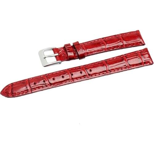 14mm Pantent Leather Watchband for Casio Women Red Watch Band for LTP-1208E-9B2 Watch Strap Bracelet Belt Relogio Feminino Mujer