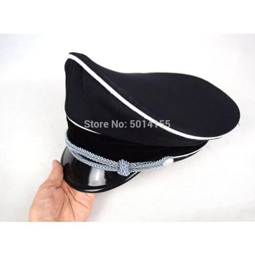 Replica WW2 German Elite Whipcord Officer Cap Hat Sweat Ring Made Leather