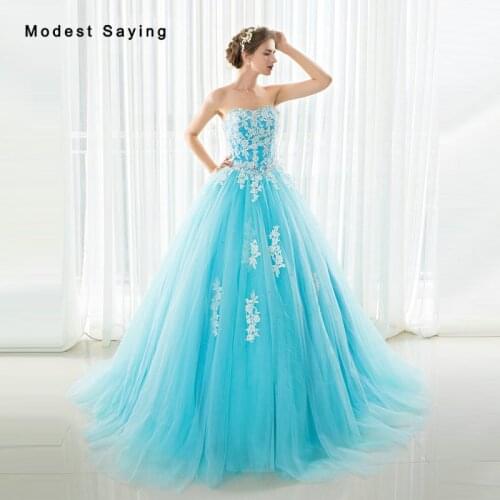 Sexy Blue and Ivory Ball Gown Beaded Lace Evening Dresses 2017 Long Formal Engagement Party Prom Gowns vestido longo de festa