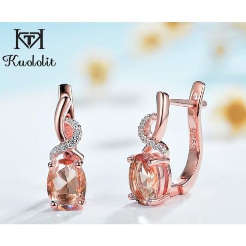 Kuololit 585 Rose gold Zultanite Gemstone Luxury Clip Earrings for Women Genuine 925 Sterling Silver Oval stone for Wedding gift