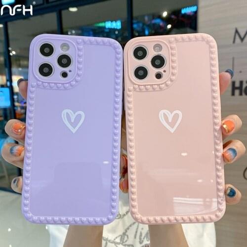 Candy Love Heart Silicoen Phone Case For iPhone 11 12 Pro X XS XR Xs Max SE 2020 Soft TPU Slim Shell on 6 6S 7 8 Plus Back Cover