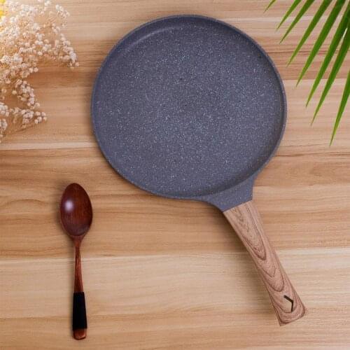 Household Pancake Pan Nonstick Crepe Griddle Egg Omelette Frying Skillet With Wooden Handle Convenient For Hanging And Storing