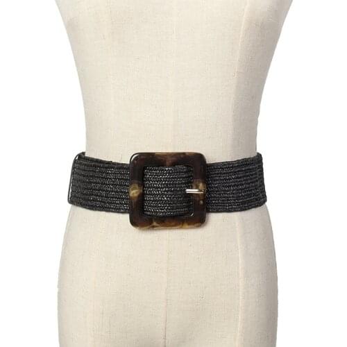 Straw Weave Belt For Women Jeans Dress Decorative Waistbands Straw Ultra Wide Belts Vintage Ladies Waist Seal Decor