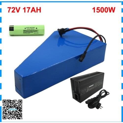 2000W 72V 20AH Electric Bike Battery pack 72 V 17AH triangle Lithium Ebike Batteria with free bag NCR18650PF cell 40A BMS