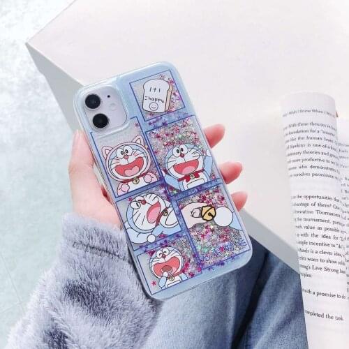 Japan Happy Dora Glitters Quicksand Phone Case For iPhone11 12Pro Max Cover XR 78Plus 6s SE2 Xsmax Soft Body Shell Protection