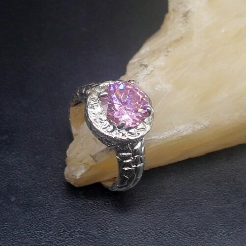 Gemstonefactory Jewelry Big Promotion Single Unique 925 Silver Pink Topaz Kunzite Fashion Women Men Gifts Rings 9# 20213116