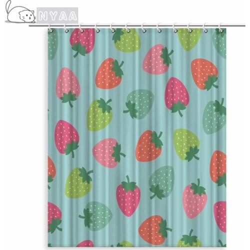 Funny Fruit Shower Curtain Pineapple Papaya Strawberry Peach Banana Bath Decor Tropical Plant Waterproof Fabric Hooks Curtains