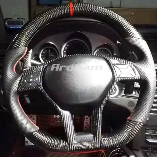 Suede Racing Carbon Fiber Steering Wheel For Mercedes-Benz W176 W246 W204 W212 X204 W166 X166 C63 AMG 2012 R172 SLK 200 2011