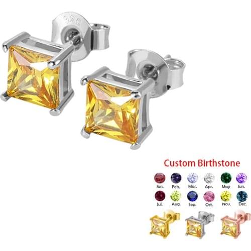 Custom Birthstone Stud Earrings For Women Gift Jewelry Personalized Rose Gold Color Plated Wedding Party Daily Wearable Fashion