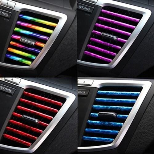 10pcs/set Car Styling Mouldings 20cm Interior Air Vent Grille Switch Rim Trim Outlet Scratch Guard Protector Car Styling Strip
