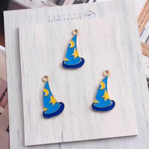 10PCS/Lot Fashion Jewelry 14*26MM Enamel Alloy Magic Hat Pendants For Bracelet Earrings Jewelry Making