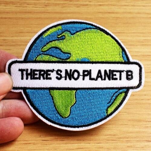 10PCs/lot Earth Patch Embroidered Patches For Clothing Stripes DIY "theres no planet B" Patches On Clothes Applique Accessories