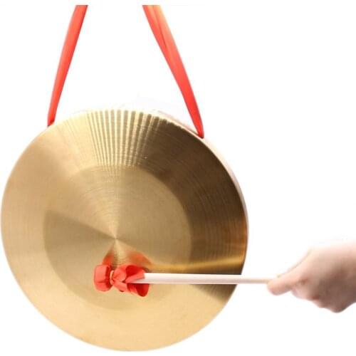 15.5cm/6inch Hand Copper Gong Brass Chapel Opera Percussion with Drumstick Mini Slamming Musical Instruments Kid Music Toy