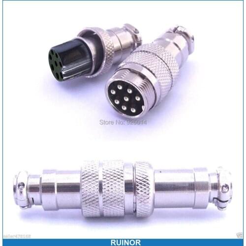 2 sets 8-pin Aviation Plug Male/ Female GX16-8P 16mm Panel Power Chassis Metal