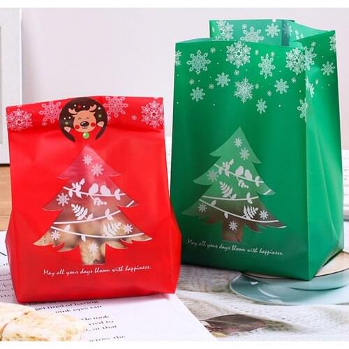 50PC/set Christmas Gift Bags For Navidad Biscuit Packing Paper Bags Gift Wrapping Kraft Craft Bags Boxes Xmas Decorations Boxes