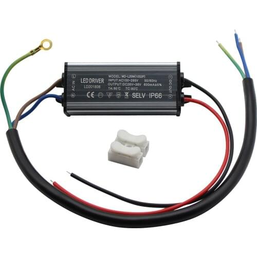 Aluminium IP66 20W LED Driver 600mA AC 100-265V Power Supply Lighting Transformer Drivers Ballast for Spotlights / Street lamps