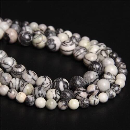 Natural Stone Jaspers Bead Black Picasso Round Loose Beads For Jewelry Making Diy Men Bracelet Necklace 4 6 8 10 12mm Size