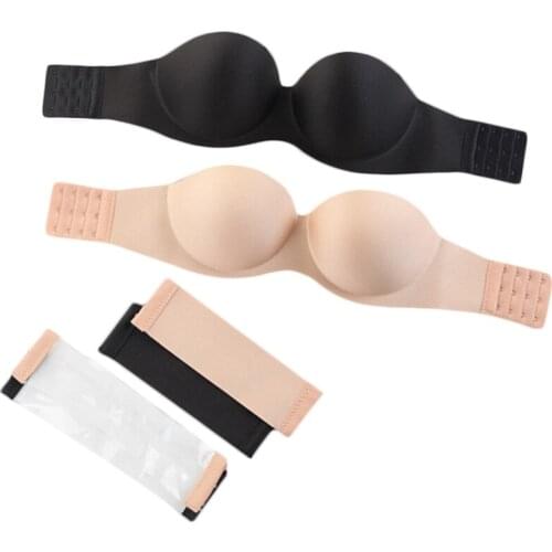 Invisible Bra 1/2 Cup Seamless Gather Push Up Bra Soft Women Lady Dress Wedding Underwear Strapless Bra Plunge Deep U Bralettle
