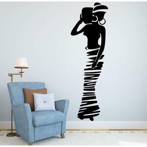 Black Girl Art Wall Sticker Bedroom Vinyl Decal Home Decor Removable Mural Living Room Wall Decor Wallpapers LC1847