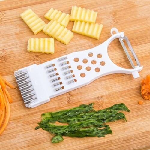 1pcs Stainless Steel Potato Chip Slicer Vegetable Fruit Crinkle Wavy Knife Potato Cutter Peeler Kitchen Gadget Color Random