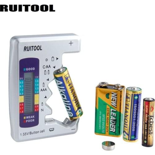Button Cell Digital Battery Tester Battery LCD Display For C/D/N/AA/AAA/9V Batteries /1.55V Button Cell Battery Capacity Check