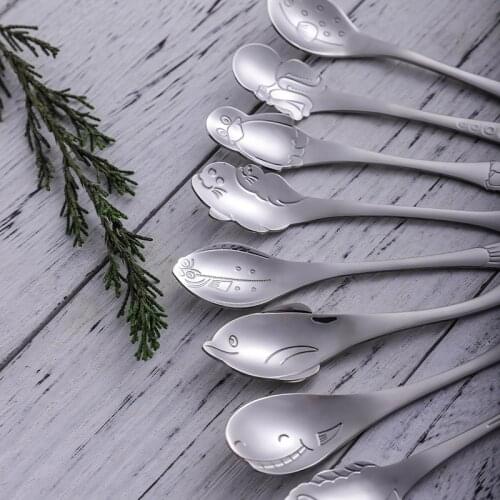 Dessert Fork Suit Dolphinoctopus Mixing Spoon Sea Creature tableware Set Breakfast Table Fork Stainless Steel Penguin Ladle